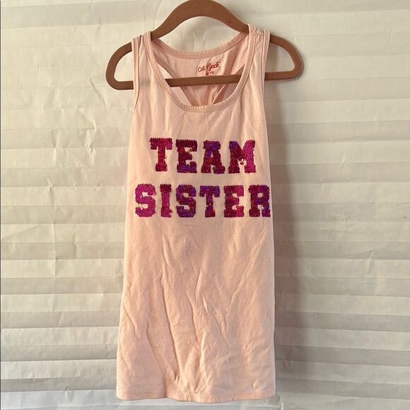 Cat & Jack Other - Cat & Jack "Team Sister" Pink Racerback Tank Top Girls Size 10/12